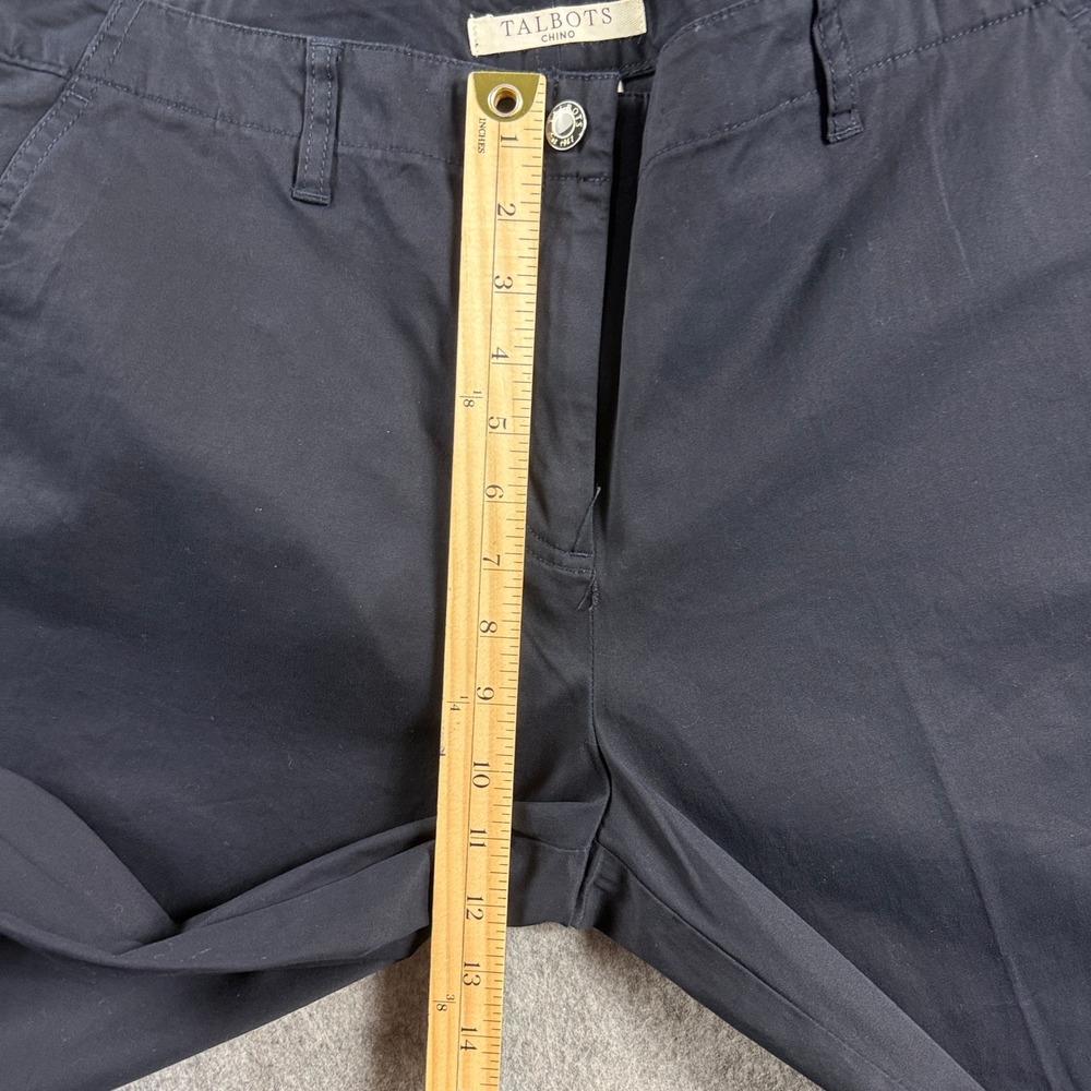 Talbots Chino Pants Womens 14 Navy Blue Wide Leg Stretch Cotton NWT - Picture 6 of 11